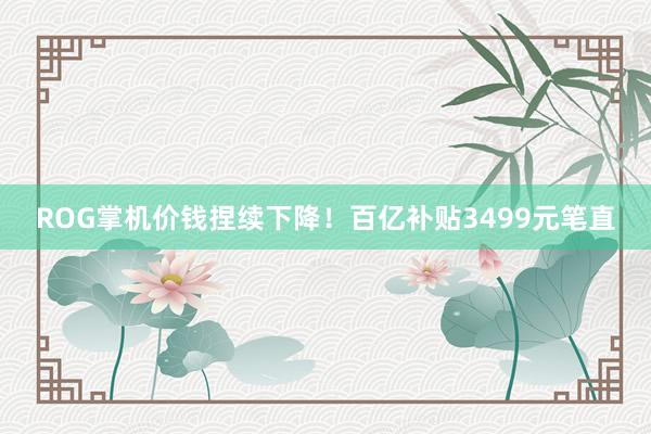 ROG掌机价钱捏续下降！百亿补贴3499元笔直